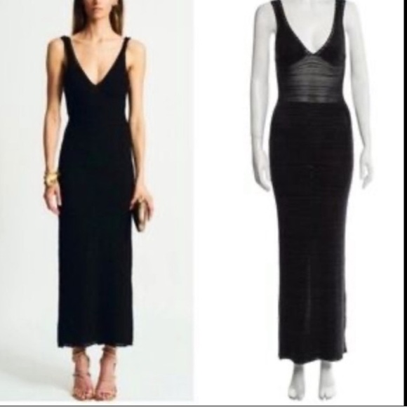 Torn by Ronny Kobo Madi Dress NWT Open-Back Curve Hugging Knit Maxi Dress Black - Picture 9 of 11